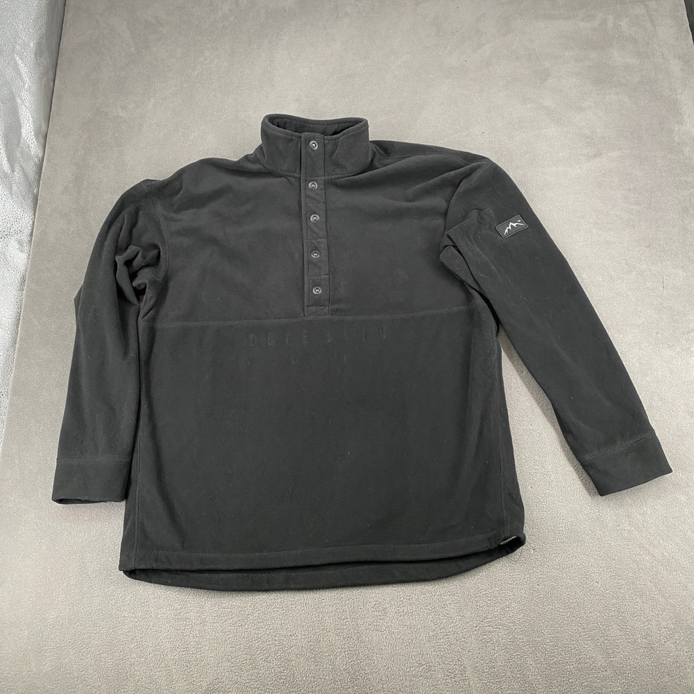 Dope Snow Comfy FW21 Fleece Pullover Sweater Black Snap Neck Mens XL